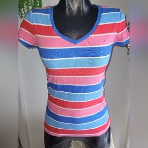 Tommy Hilfiger Multi Colored Striped T Shirt S
